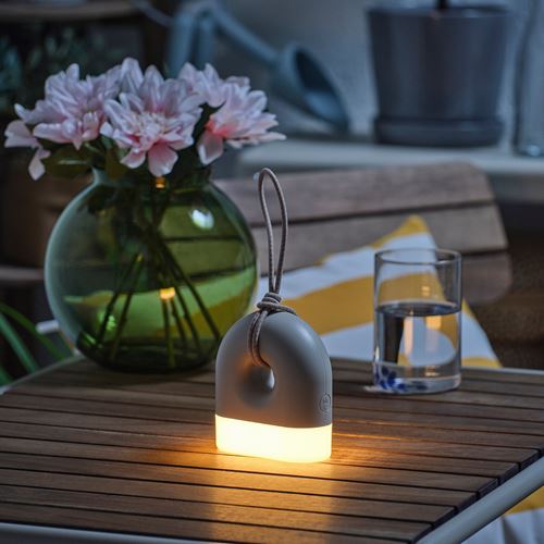 IKEA - SOLVINDEN, masa lambası, gri-beyaz, 12 cm