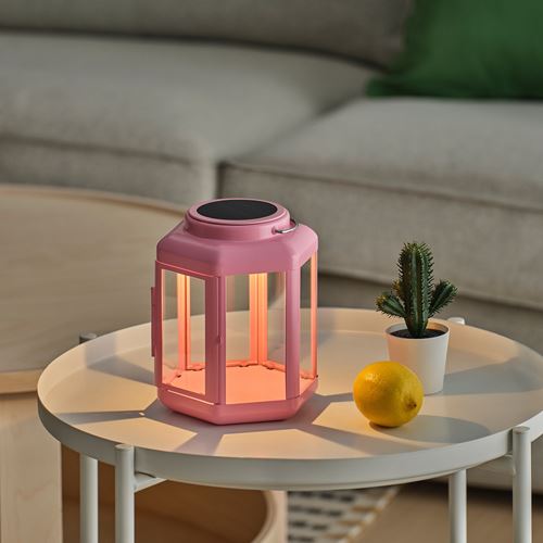 IKEA - SOLVINDEN, LED'li güneş enerjili masa lambası, pembe, 17 cm