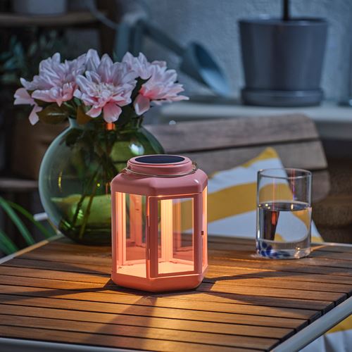 IKEA - SOLVINDEN, LED'li güneş enerjili masa lambası, pembe, 17 cm