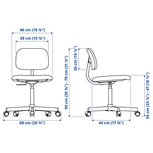 IKEA - BLECKBERGET, çalışma sandalyesi, klovsta beyaz-gri