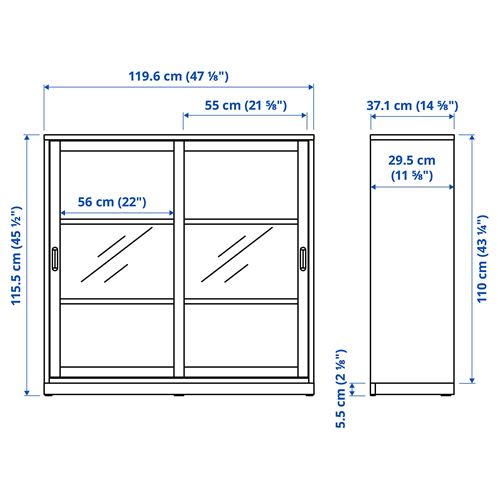 IKEA - TONSTAD, sürgü kapaklı dolap, kırık beyaz, 120x37x116 cm