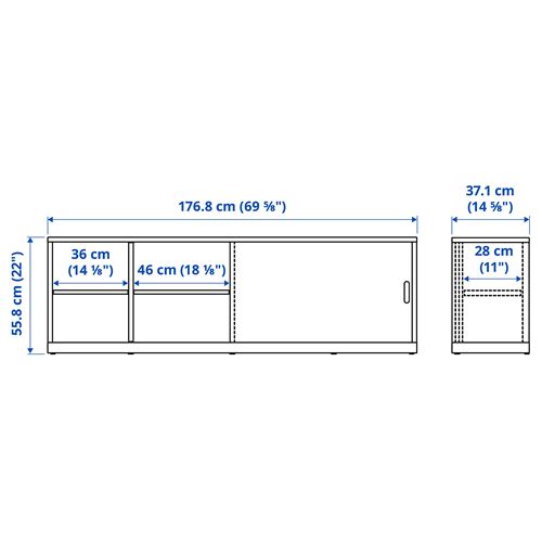 IKEA - TONSTAD, tv sehpası, kırık beyaz, 177x37x56 cm