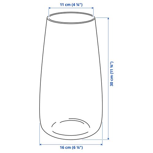 IKEA - BERAKNA, glass vase, transparent glass, 30 cm