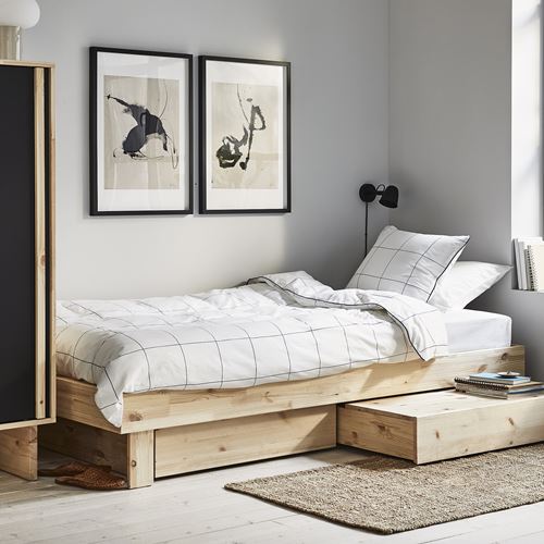 IKEA - GLAMBERGET, double bed, pine, 80-160x200 cm