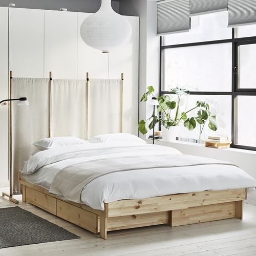 IKEA - GLAMBERGET, double bed, pine, 80-160x200 cm