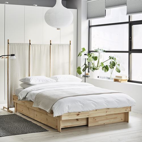 IKEA - GLAMBERGET, double bed, pine, 80-160x200 cm