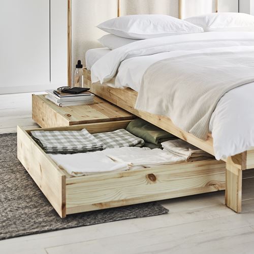 IKEA - GLAMBERGET, double bed, pine, 80-160x200 cm