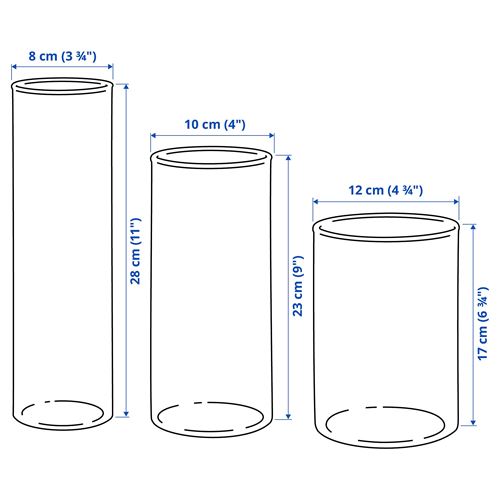 IKEA - CYLINDER, glass vase set, glass