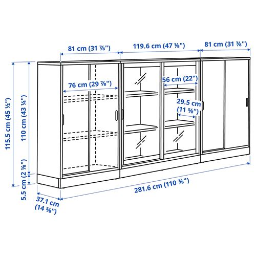 IKEA - TONSTAD, sliding door-cabinet, off white, 282x37x116 cm