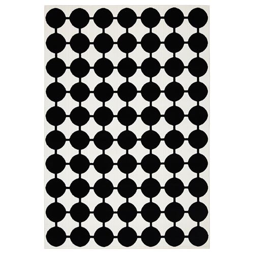 IKEA - VANDPLATS, büyük halı, beyaz-siyah, 133x195 cm