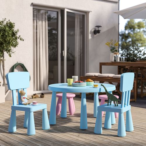 IKEA - MAMMUT, children's table, light blue, 85 cm