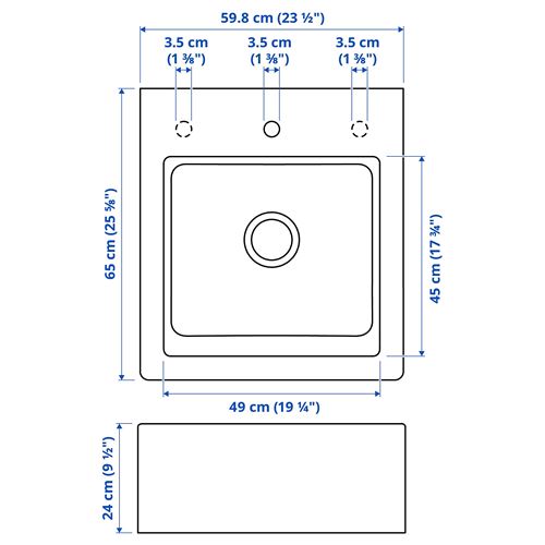 IKEA - TALLSJÖN/LILLVIKEN, tek gözlü eviye, koyu gri-taş görünüm, 60x65 cm