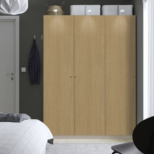 IKEA - PAX/STORKLINTA, PAX wardrobe, grey-beige-oak effect, 150x60x201 cm