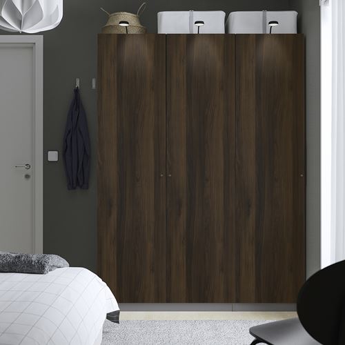 IKEA - PAX/STORKLINTA, PAX wardrobe, dark grey-dark brown stained oak effect, 150x60x201 cm