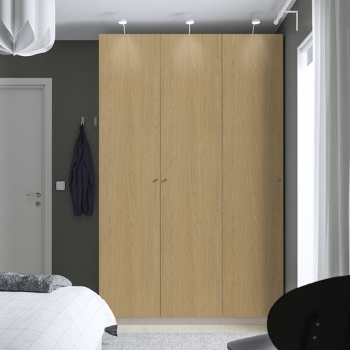 IKEA - PAX/STORKLINTA, PAX wardrobe, grey-beige-oak effect, 150x60x236 cm