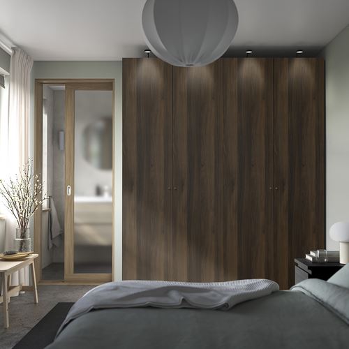 IKEA - PAX/STORKLINTA, PAX wardrobe, dark grey-dark brown stained oak effect, 200x66x236 cm