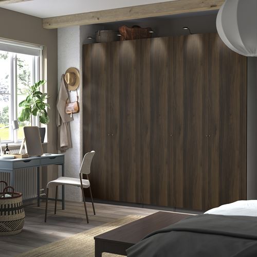 IKEA - PAX/STORKLINTA, PAX wardrobe, dark grey-dark brown stained oak effect, 250x60x236 cm