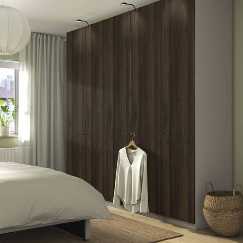 IKEA - PAX/STORKLINTA, PAX wardrobe, grey-beige-dark brown stained oak effect, 250x60x236 cm