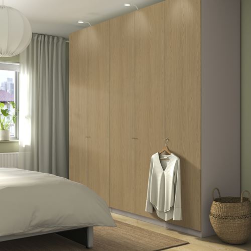 IKEA - PAX/STORKLINTA, PAX wardrobe, grey-beige-oak effect, 250x60x236 cm