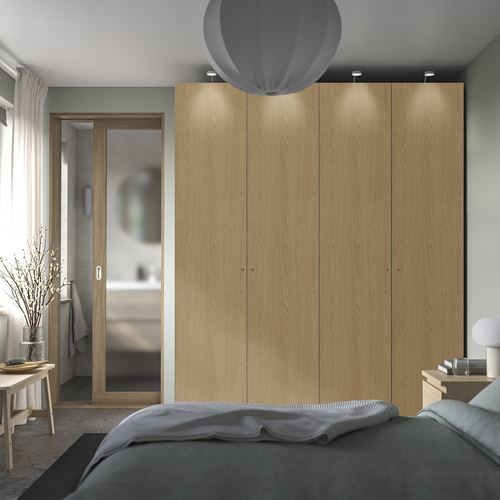 IKEA - PAX/STORKLINTA, PAX wardrobe, grey-beige-oak effect, 200x66x236 cm