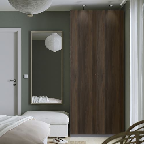 IKEA - PAX/STORKLINTA, PAX wardrobe, dark grey-dark brown stained oak effect, 100x60x236 cm