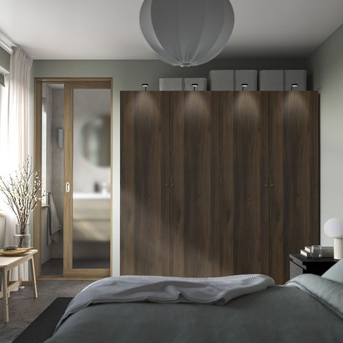 IKEA - PAX/STORKLINTA, PAX wardrobe, dark grey-dark brown stained oak effect, 200x66x201 cm