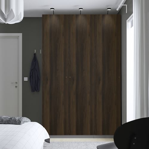 IKEA - PAX/STORKLINTA, PAX wardrobe, dark grey-dark brown stained oak effect, 150x60x236 cm