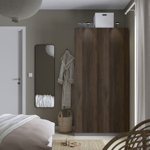 IKEA - PAX/STORKLINTA, PAX wardrobe, dark grey-dark brown stained oak effect, 100x60x201 cm