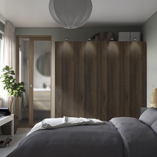 IKEA - PAX/STORKLINTA, PAX wardrobe, dark grey-dark brown stained oak effect, 200x60x201 cm