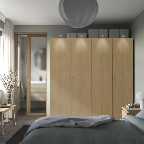 IKEA - PAX/STORKLINTA, PAX wardrobe, white-oak look, 200x66x201 cm