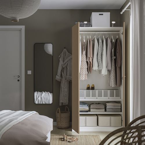 IKEA - PAX/STORKLINTA, PAX wardrobe, white-oak look, 100x60x201 cm