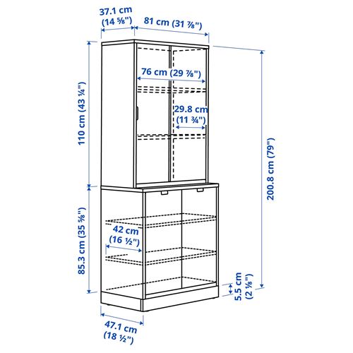 IKEA - TONSTAD, sliding door-cabinet, off white, 81x47x201 cm