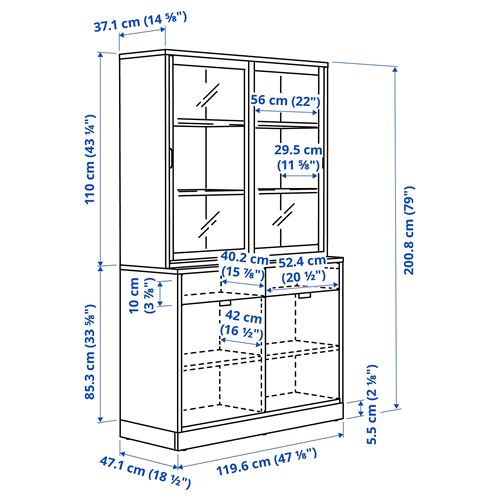 IKEA - TONSTAD, sliding door-cabinet, off white, 120x47x201 cm