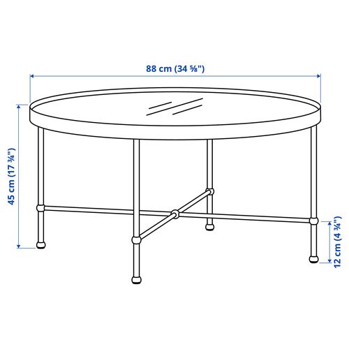 IKEA - TORSJÖ, orta sehpa, altın rengi-cam, 88 cm