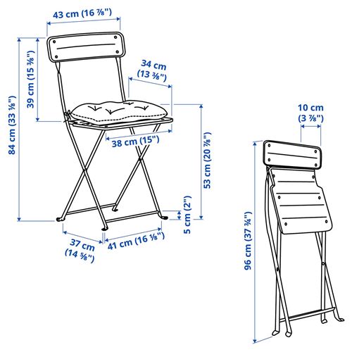 IKEA - SUNDSÖ, foldable table and foldable chair set, anthracite, 65x65 cm