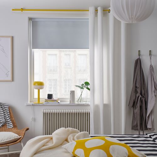 IKEA - BEKRAFTA, curtain rod set, yellow, 120-210 cm 19 mm
