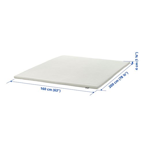 IKEA - NASFJALLET, double mattress pad, white, 160x200 cm