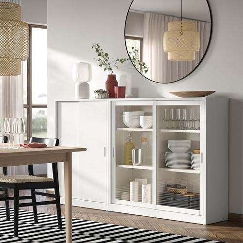 IKEA - TONSTAD, sliding door-cabinet, off white, 201x37x116 cm