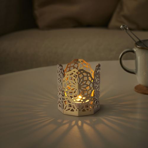IKEA - GOKVALLA, tealight mumluk, altın rengi, 8x8x9 cm