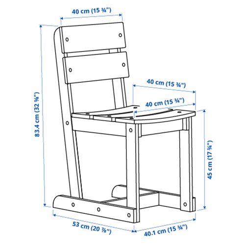IKEA - OMMJANGE, wooden chair, blue