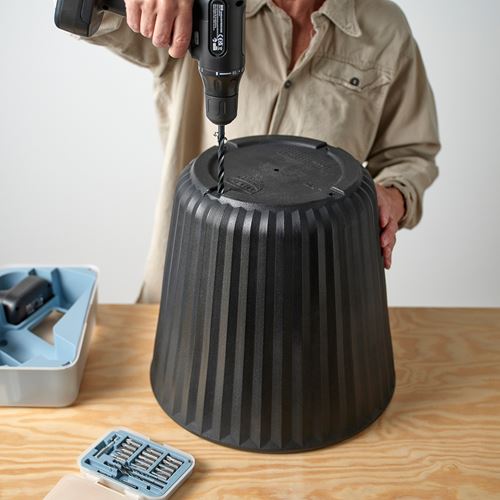 IKEA - BJÖRNBAMBU, plastik saksı, koyu gri, 41 cm