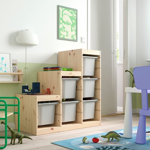 IKEA - TROFAST, storage-unit, pine/gray, 94x44x91 cm