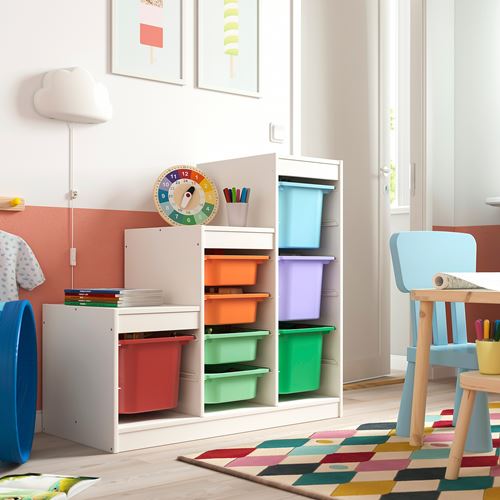 IKEA - TROFAST, saklama ünitesi, beyaz-çok renkli, 99x44x94 cm