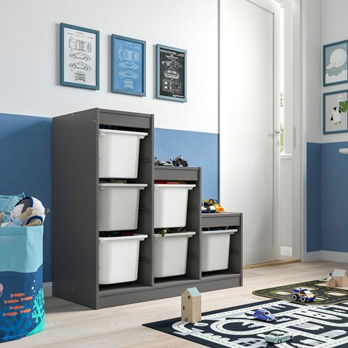 IKEA - TROFAST, storage-unit, gray-white-gray, 99x44x94 cm