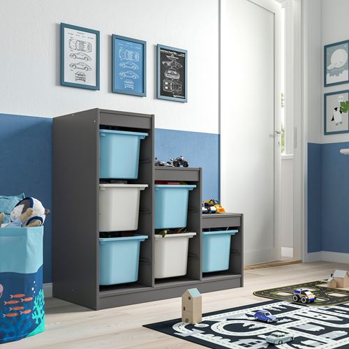 IKEA - TROFAST, storage-unit, gray-light blue-gray, 99x44x94 cm