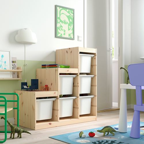 IKEA - TROFAST, storage-unit, pine/white, 94x44x91 cm