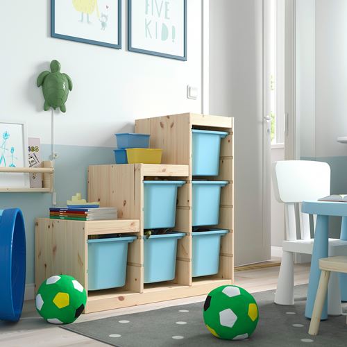 IKEA - TROFAST, storage-unit, pine-light blue, 94x44x91 cm