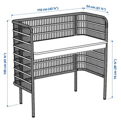 IKEA - FRYKSAS, çalışma masası, rattan, 110x54 cm