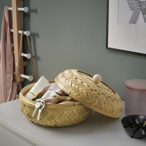 IKEA - HOKRUBBA, basket, bamboo, 25 cm