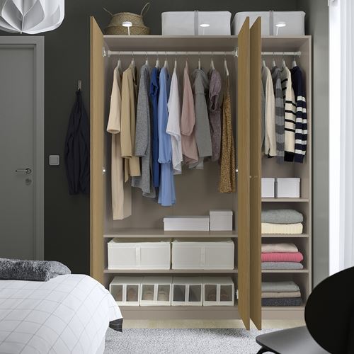 IKEA - PAX/STORKLINTA, PAX wardrobe, grey-beige-oak effect, 150x60x201 cm